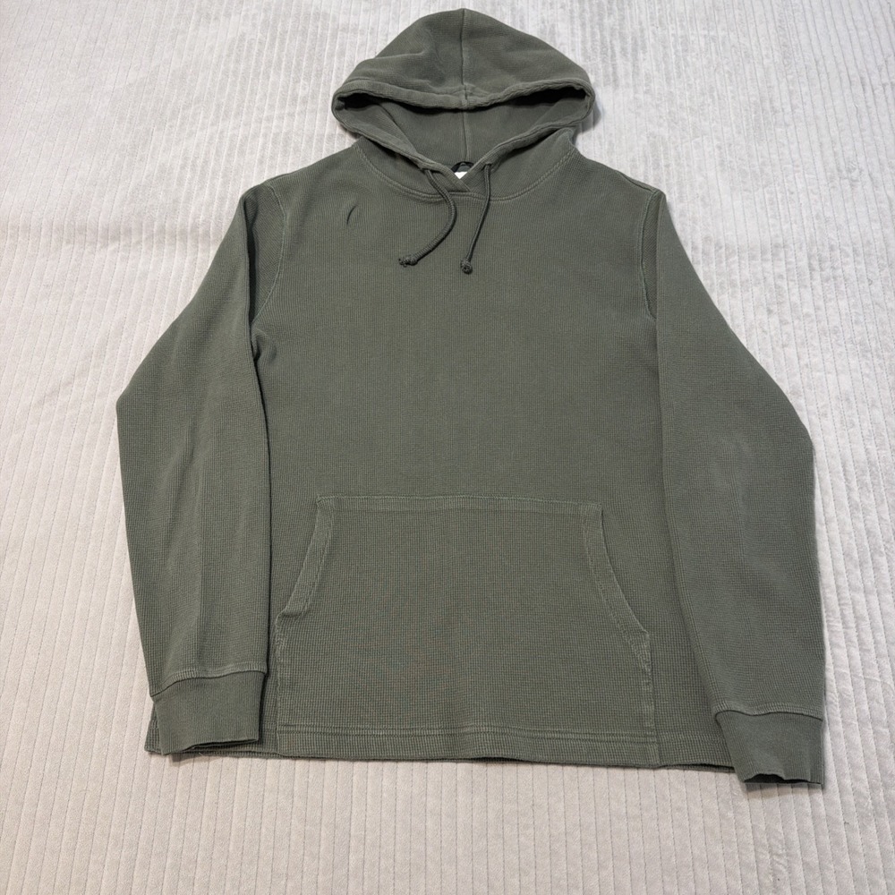 North Face Gorpcore Outdoors Hiking Waffle Knit Thermal Hoodie Mens Medium Green